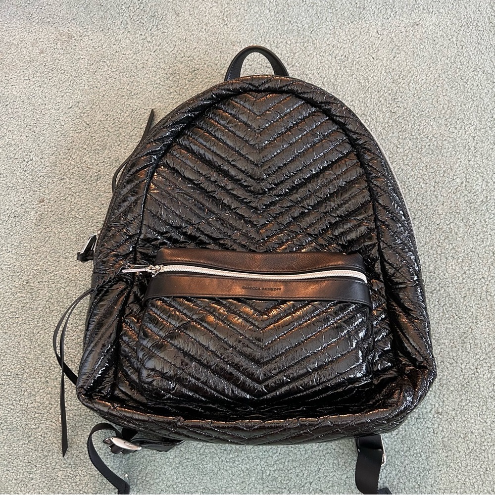 Rebecca Minkoff Quilted Shiny Black Backpack